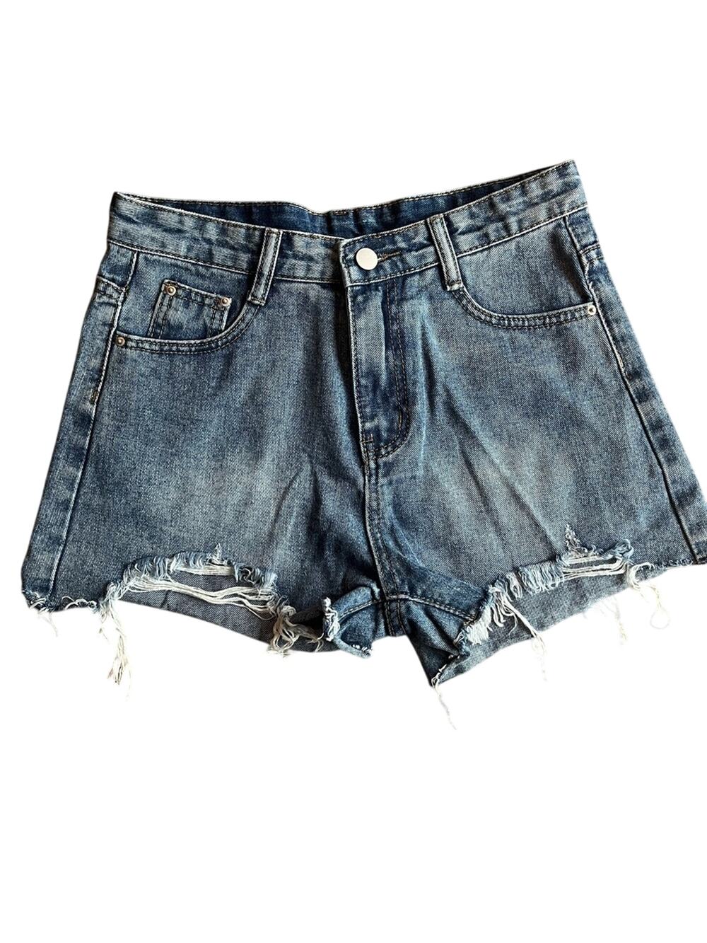 Sozo-One Distressed Medium Wash Jean Shorts Size Large